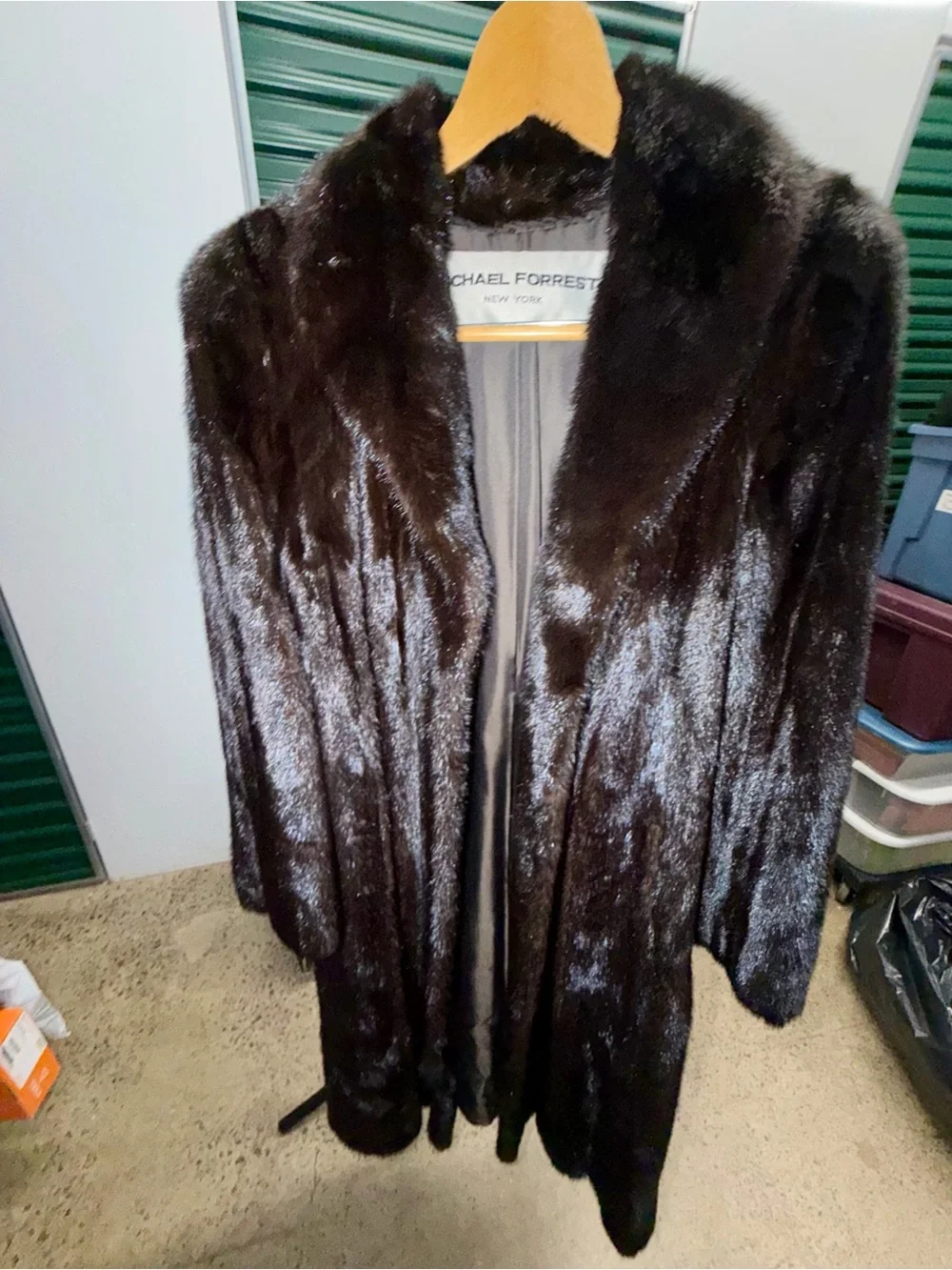 Michael Forrest Black Brown Fur long coat